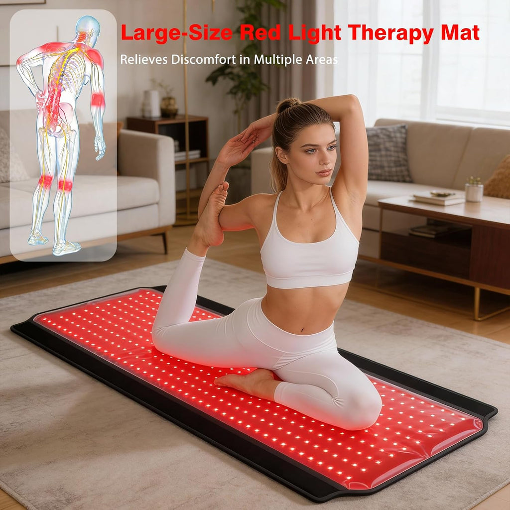 Red Light Therapy for Body, 59.1'*25.6' Whole Red Light Therapy Mat Full Body, 600 LEDs redlight mat with 660nm & 850nm for Men, Women, Pets