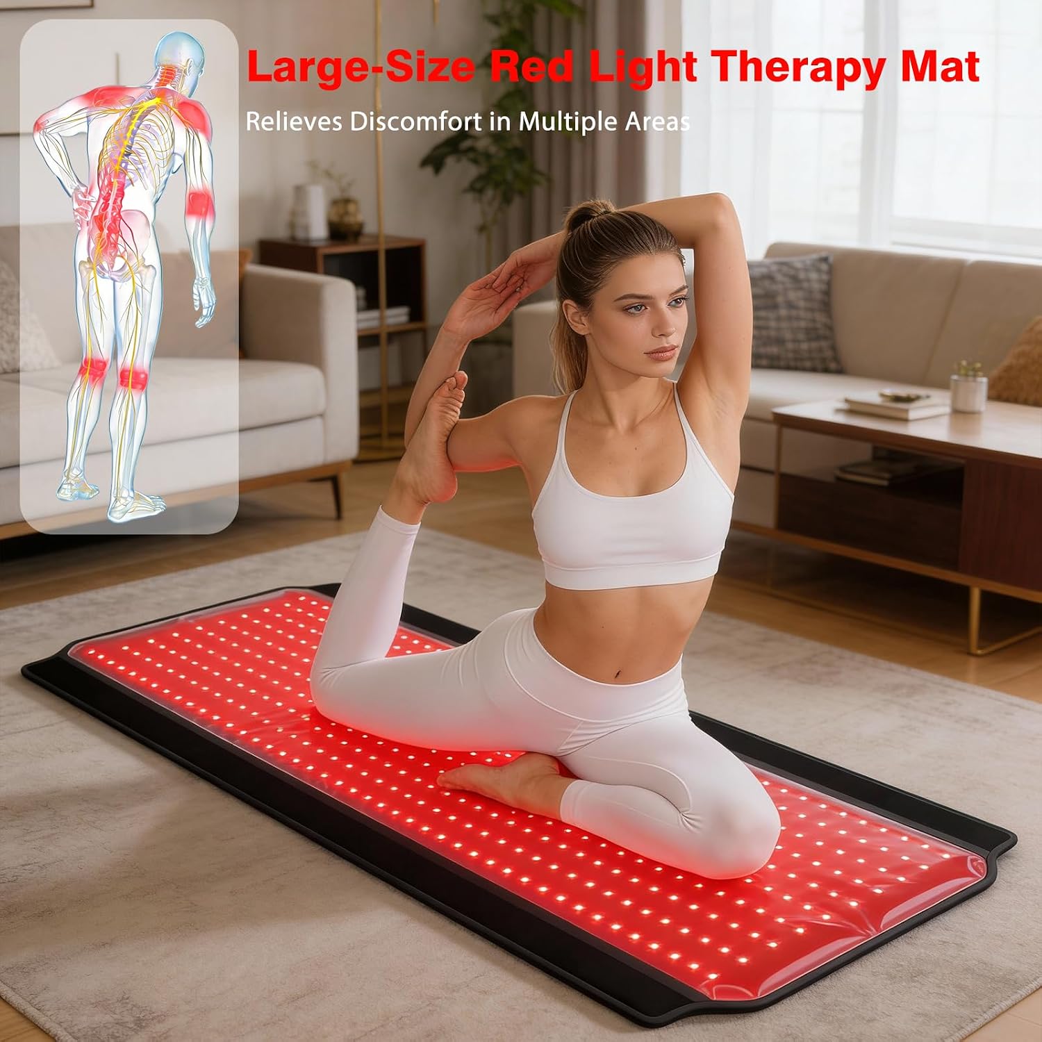 Red Light Therapy for Body, 59.1'*25.6' Whole Red Light Therapy Mat Full Body, 600 LEDs redlight mat with 660nm & 850nm for Men, Women, Pets