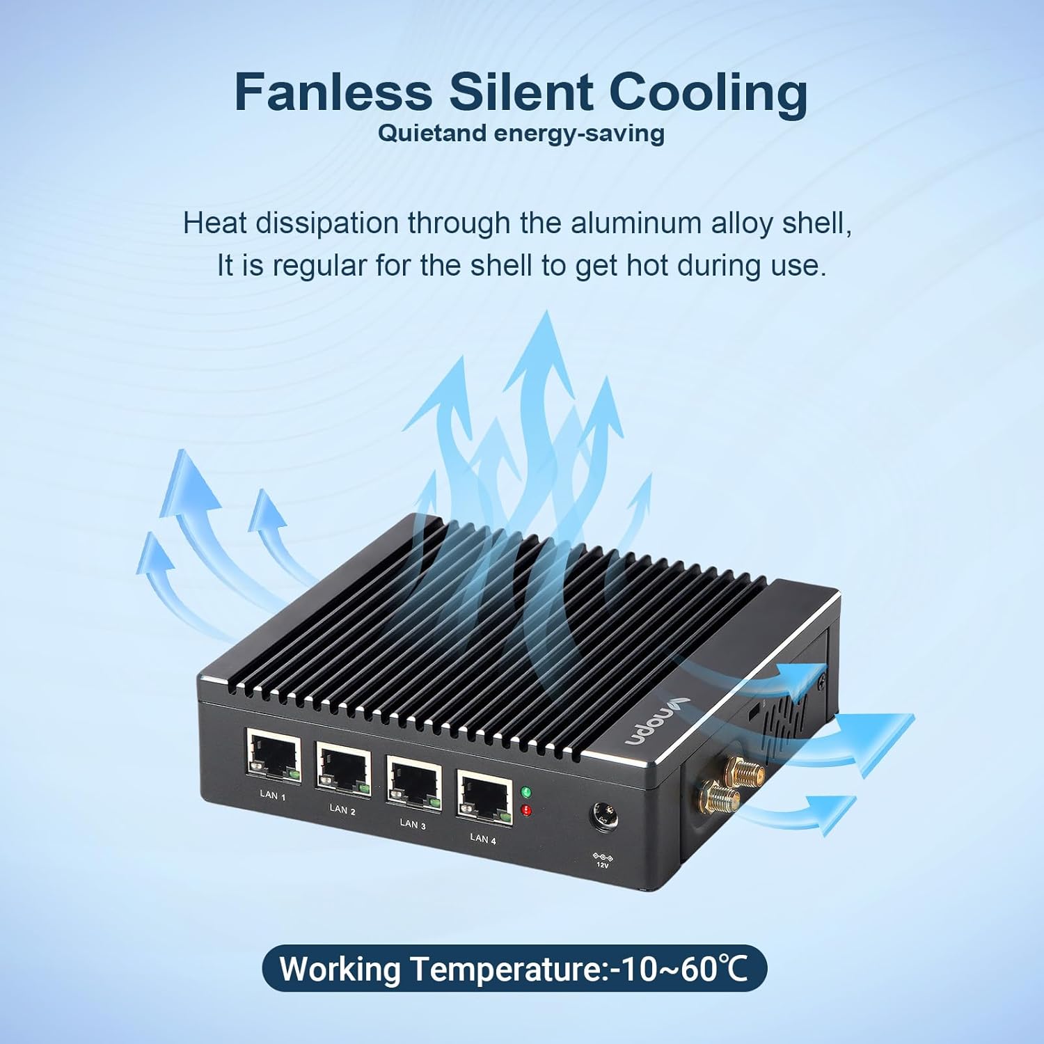 Fanless Firewall Appliance Intel J3710 4C/4T, Firewall Mini PC 4 x Intel i226 LAN Ports DDR3 mSATA SSD, Network Gateway Soft Router, Support P-F-Sense AES NI HD/VGA/Wi-Fi (Black)