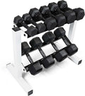 CAP 150 LB Dumbbell Set with 2-Tier Rack, Rubber Hex Free Weights Set, Home Gym Weight Set with Horizontal Storage Rack for Strength Training