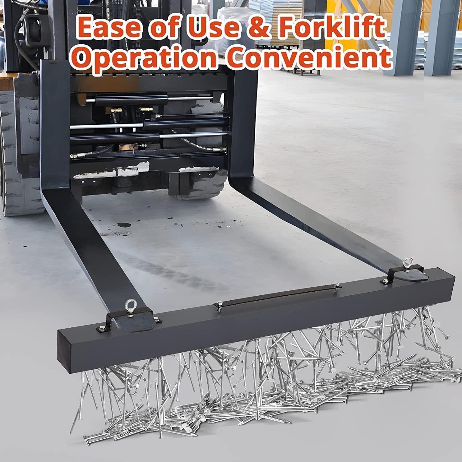 60 Inches Heavy-Duty Magnet Sweeper, PioneerWorks Nail Magnet Sweeping Tool with 140 LBS Lifting Capacity, Magnet Double Magnetic Force Sweeper Unit, Hanging Magnet for Forklift