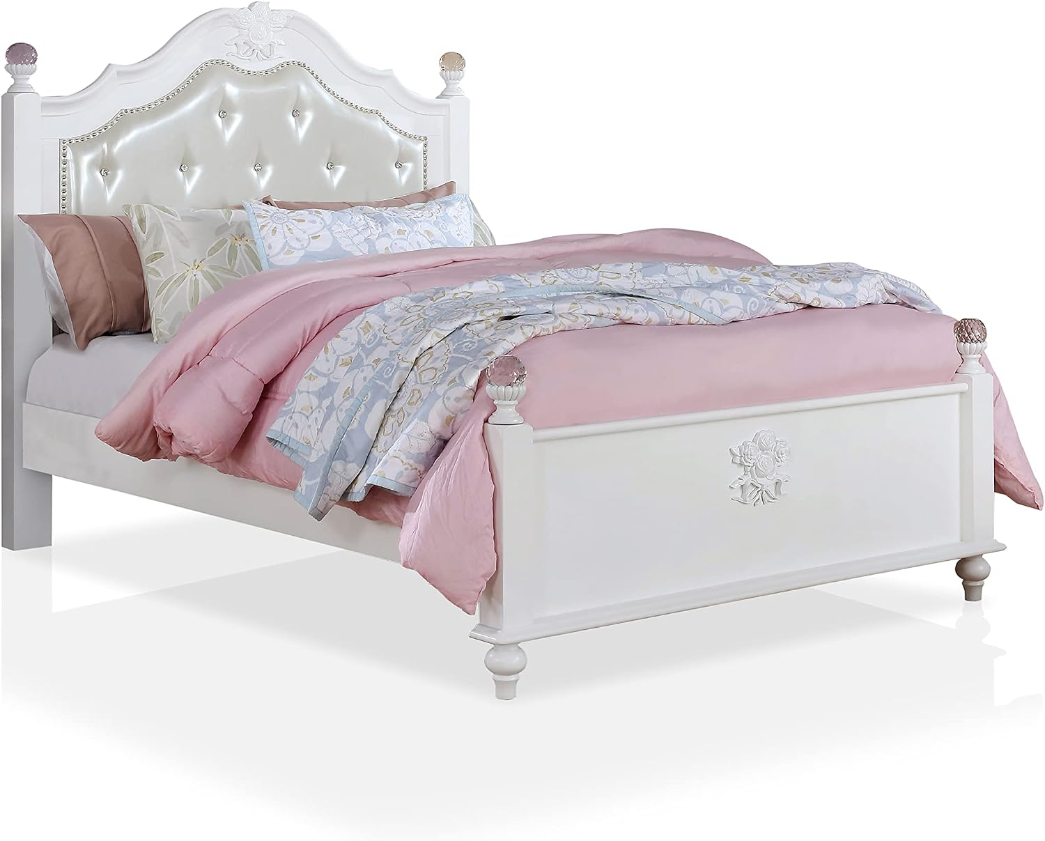 HOMES: Inside + Out Kamm Traditional Wood 5-Piece Full Bedroom Set, Box Spring Required, White