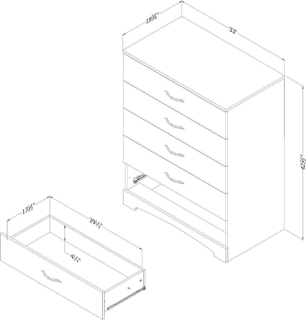 South Shore Step One 5-Drawer Chest Dresser Weathered Oak