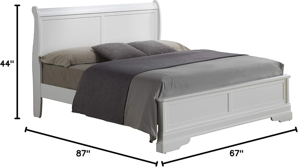 Glory Furniture Louis Phillipe Queen Panel Bed in White