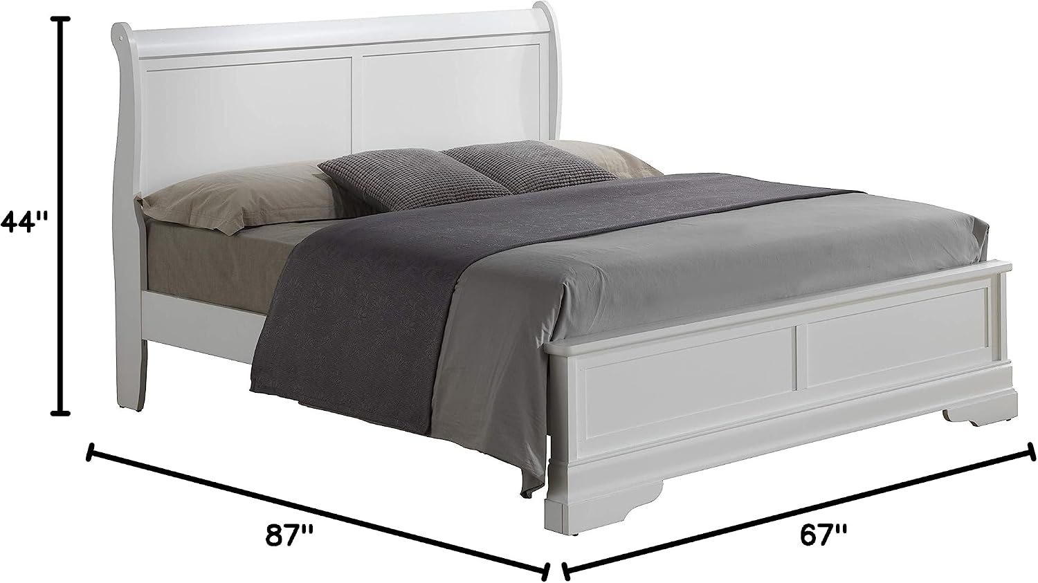 Glory Furniture Louis Phillipe Queen Panel Bed in White