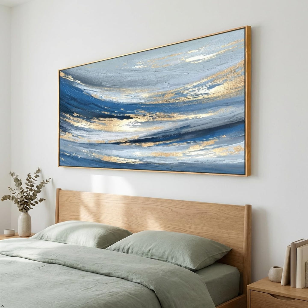 Abstract Wall Art Canvas Paintings Blue Fantasy Modern Large Framed Artwork Decor for Living Room Bedroom Office Painting Home Decor 30'x60'