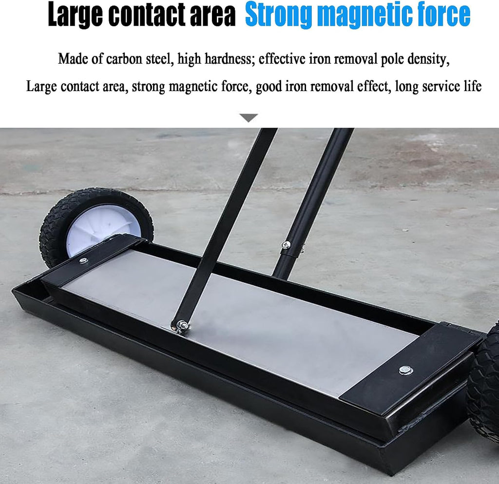 25.7' Magnetic Sweeper with Wheels, 1500 Gauss Magnetic Pickup Tool, Handpull Demagnetization, Can Instantly Release Metal Materials, for Workshop, Garage, Yard
