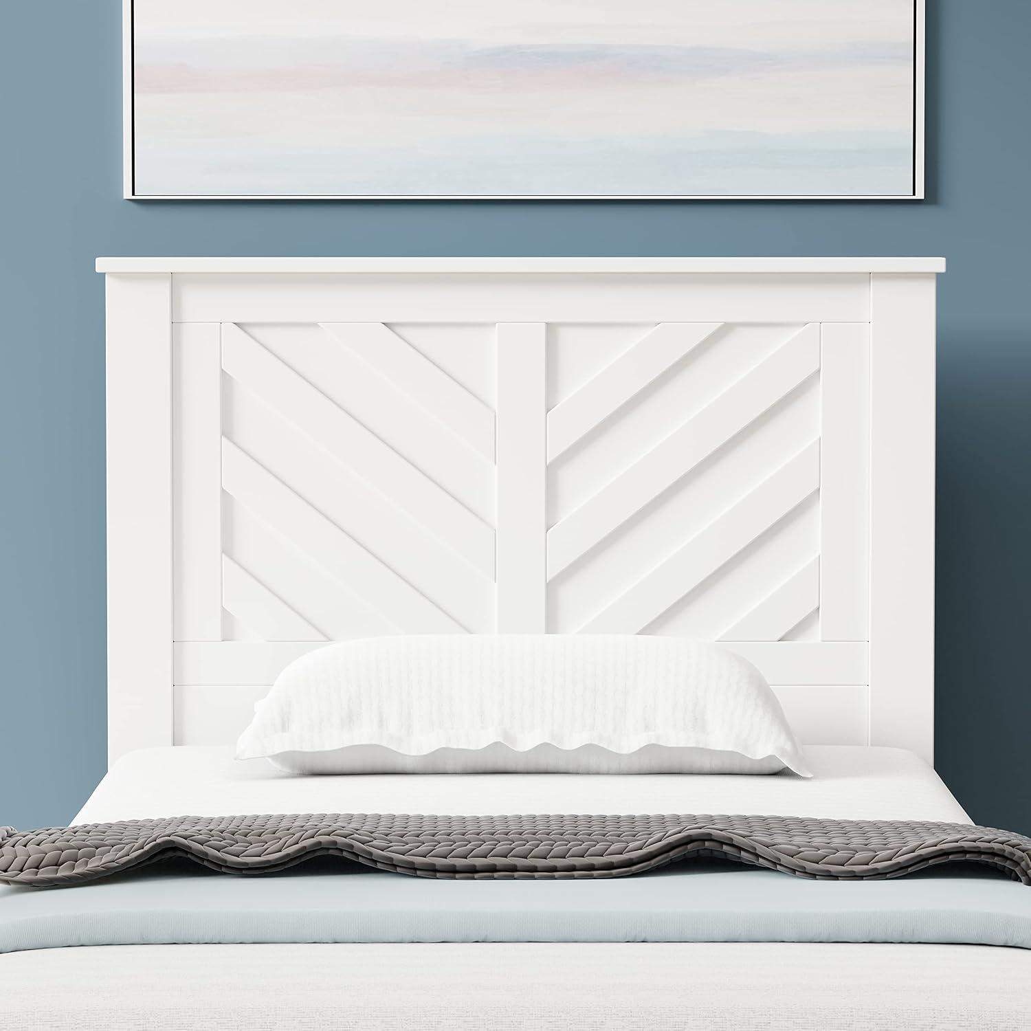 Glenwillow Home LaFerme Wood Panel Headboard in White - Twin Size