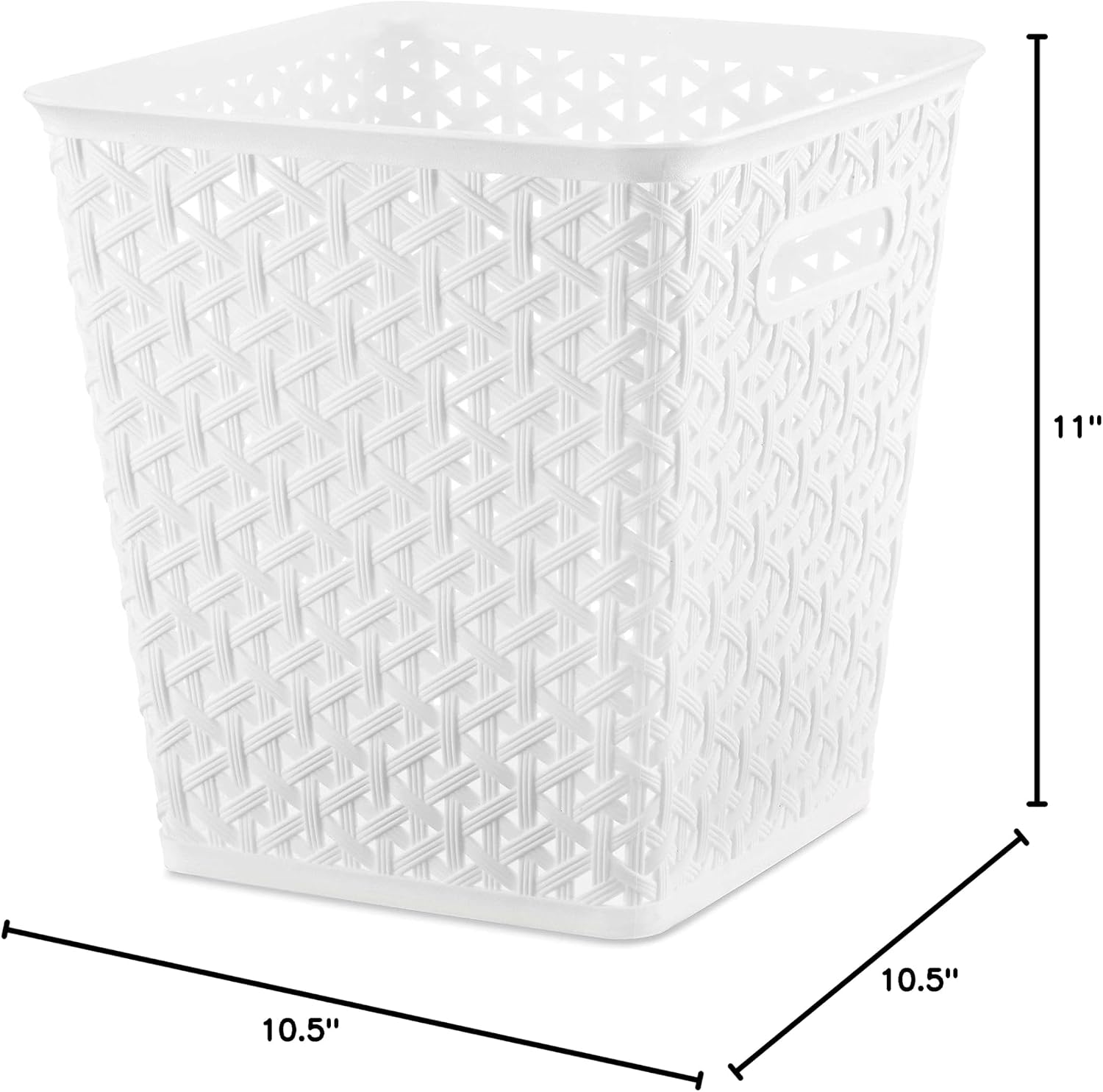 Whitmor Woven Resin Bin, White, 6 Pack