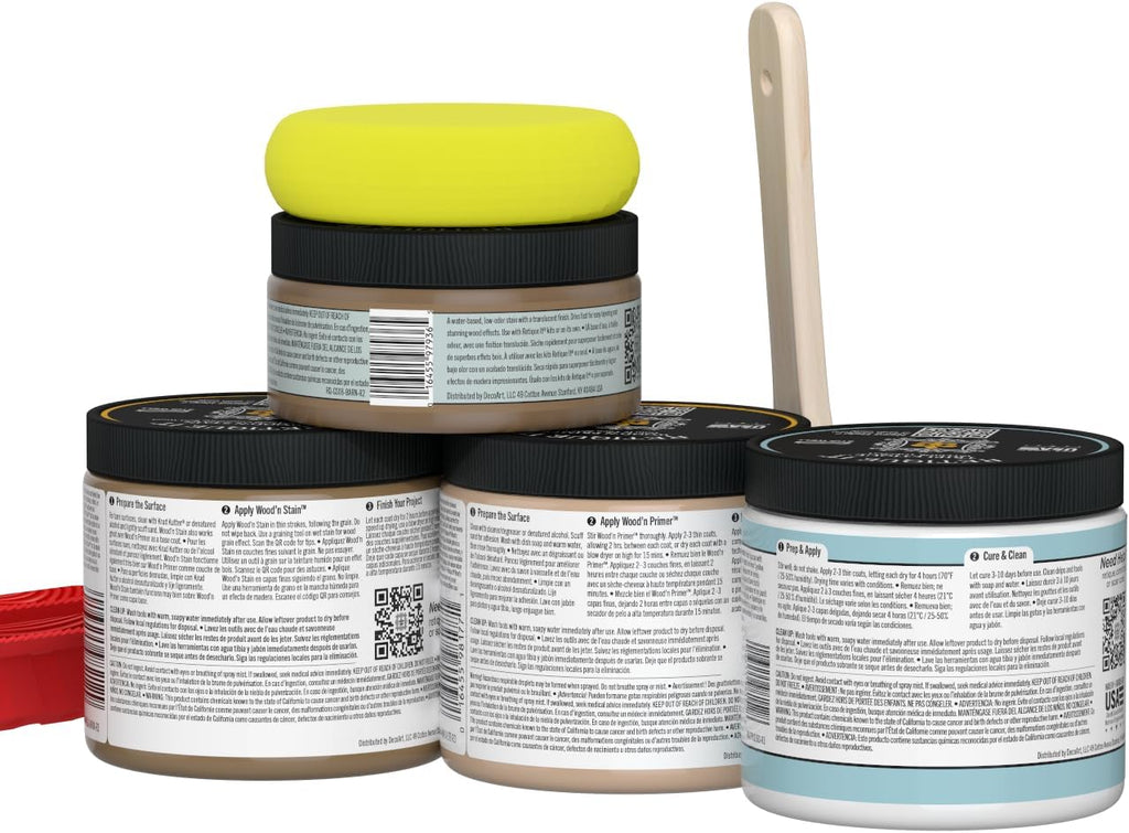Retique It Wood Finish Countertop Kit – GO Beyond Faux Wood with Paintable Liquid Wood Based Primer and Gel Stain - Graining Tools Included (Countertop Kit, Barn Wood)