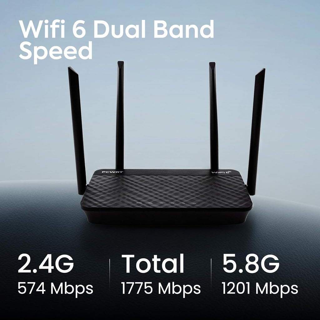 PW-AX1800 WiFi 6 Dual-Band Router with VLAN Support, OpenVPN/WireGuard/IPsec VPN Client/Server - Compatible with ExpressVPN/SurfShark etc., Parental Controls, Ad Blocking, Gigabit Ethernet
