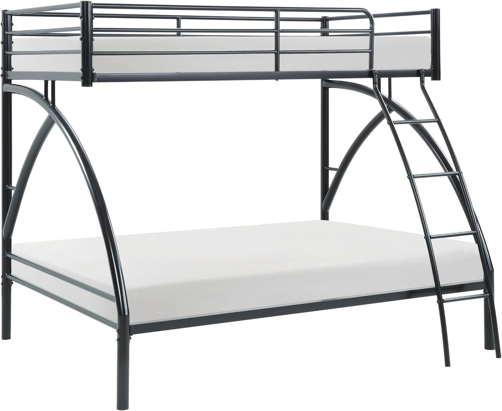GOWE Black Metal Frame Twin/Full Bunk Bed, Youth Bed, Youth Bedroom Furniture, Easy Assembly