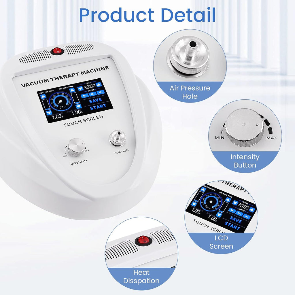 Beauty Star Vacuum Therapy Cupping Machine with 30 Cups and 3 Gua Sha Pumps for Body, Back, Face Massage Care Machine | Upgrade Touch Screen | Max Suction 75cmHg