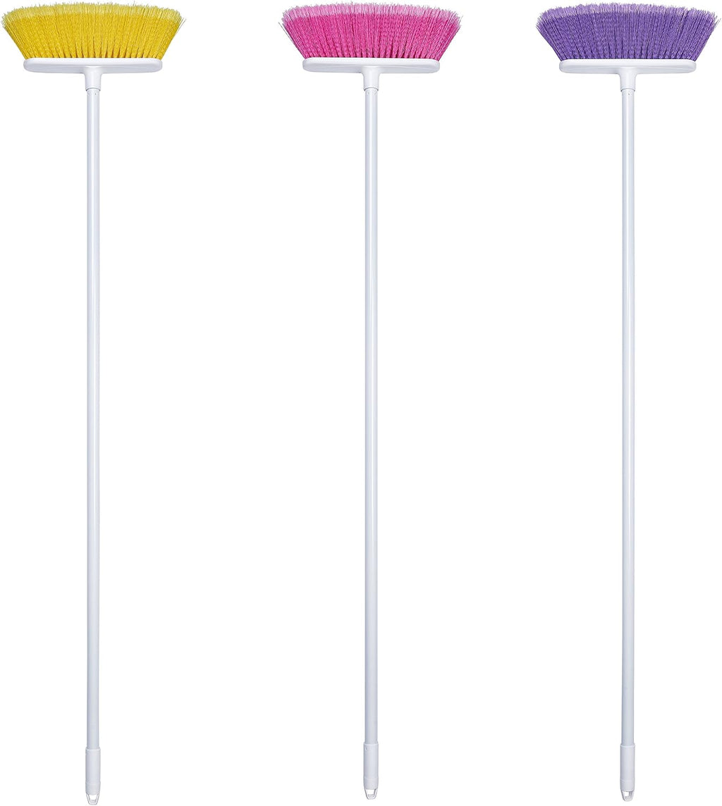 The Original Soft Sweep Magnetic Action Broom Assorted Colors with White Metal Handles (12 Brooms)