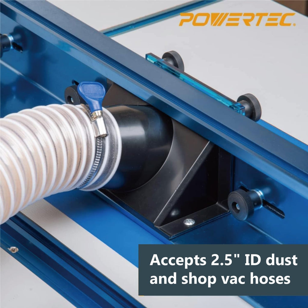 POWERTEC Router Table Fence System 3-3/8' Tall 24' Long w/Rail Coping Sled, Cutting Rail for End Grain Cutting Profiles. Ideal for Cabinet Door, Drawer Fronts for Woodworking Tools Jigs (71975)