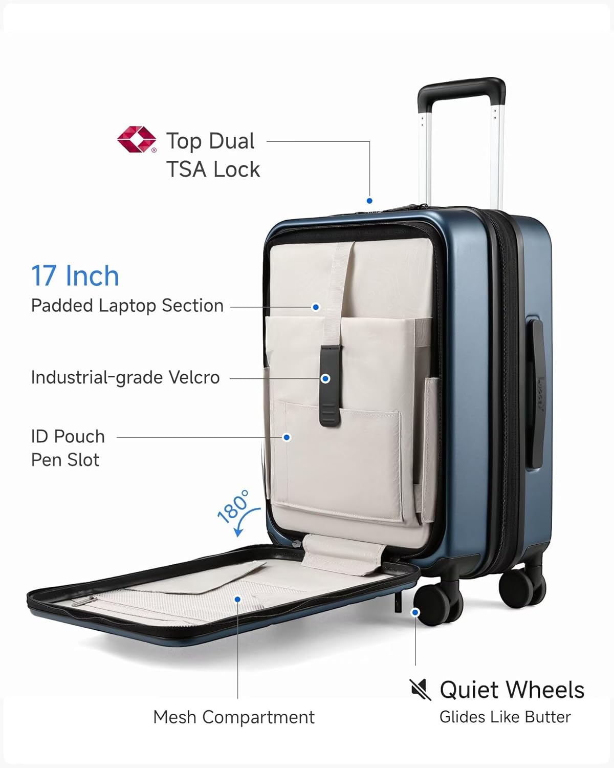 Carry On Luggage 22x14x9 Airline Approved, Expandable Polycarbonate Suitcase with Front Pocket (FX-Core, Brown-Black, 20 Inch)