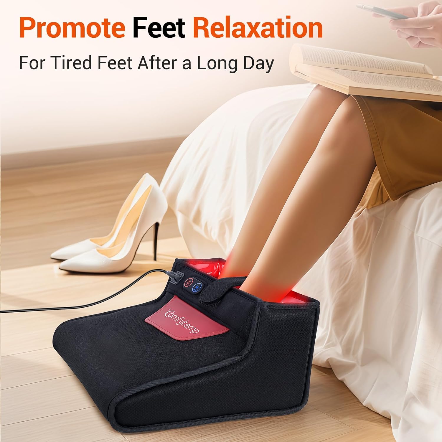 Comfytemp Red Light Therapy for Feet, 360 LEDs 43W Near Infrared Light Therapy Boot, 3D Wearable Feet Wrap for Ankle Heel Sole Plantar Joint Muscle, 660nm & 850nm, Up to Foot Size 12