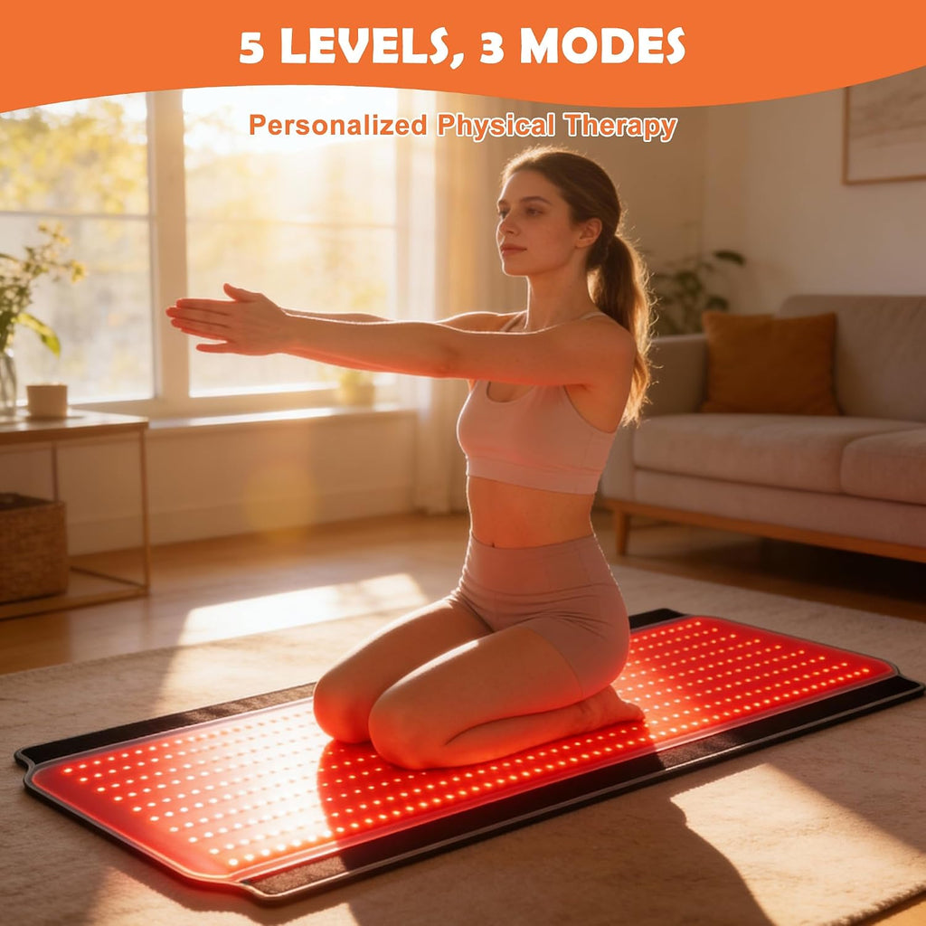 Full Body Red Light Therapy Mat, 59.1'*25.6' Whole Red Light Therapy Pad for Body with 660nm & 850nm, 600 LEDs redlight Blanket with Adjustable Timer & Intensity, Gifts for Women, Men, and Pets