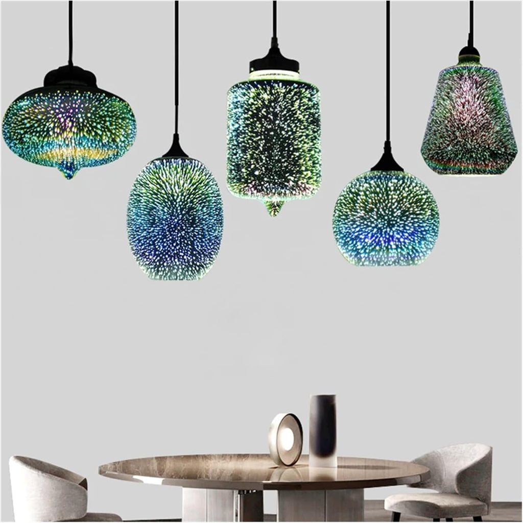 Chandelier, Nordic Colorful Glass Pendant Lights for Furniture Living Room Chandelier Decoration Modern 3D Shade Lamp Luminarias(D)