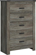 Signature Design by Ashley Frandern Vintage Casual Chest with 5 Smooth-Gliding Drawers, Matte Black Drawer Handles, Wood and Decorative Laminate, Gray, 34.25' W