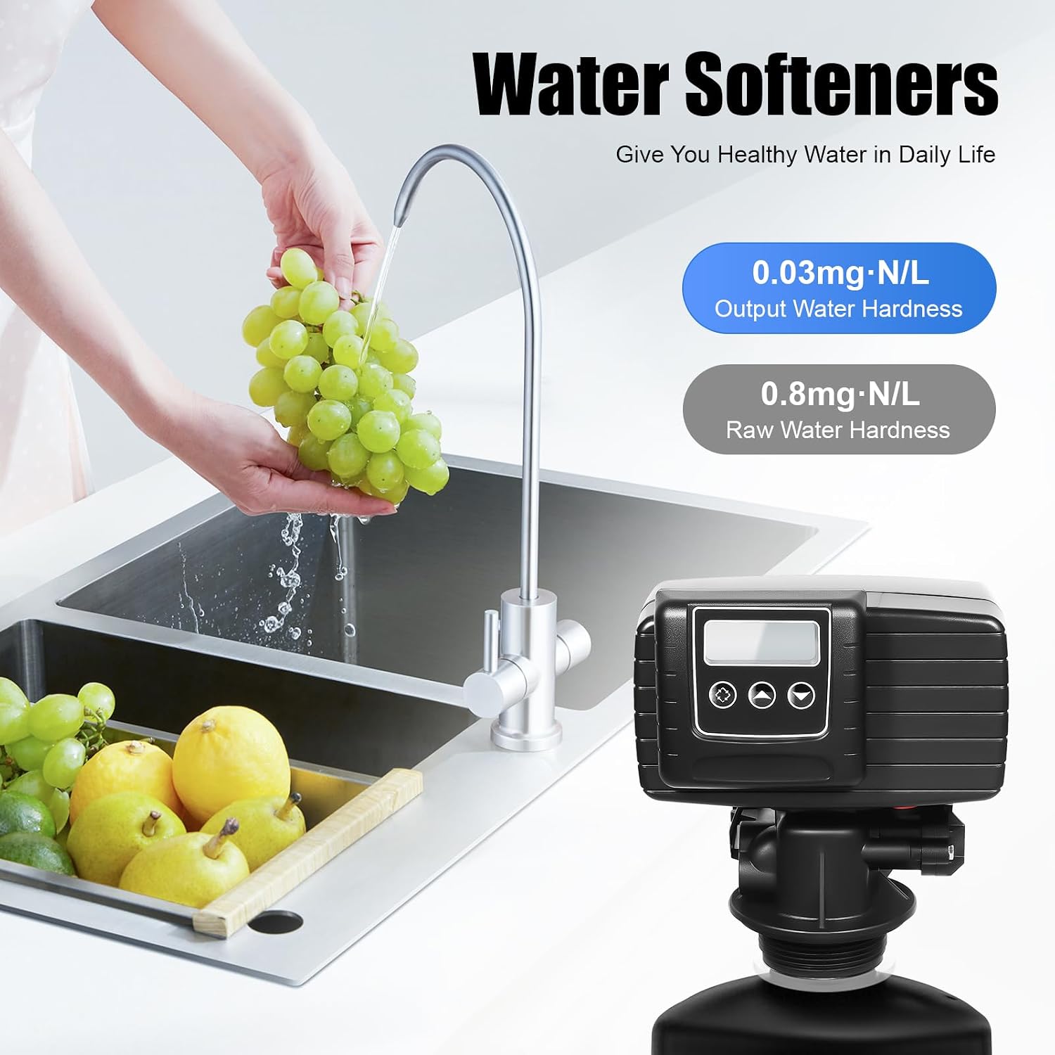 Water Softener Valve, 5600XSTST Time Type Digital Control Valve Replacement Head for Water Filter Softener R-esin Tank