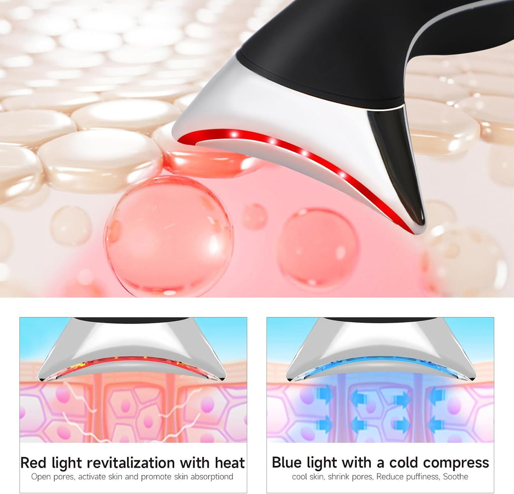 Ms.W Red Light Neck Face Massager, Facial Massager with Hot & Cold Modes for Skin Care, Vibration for Skin Tightening and Rejuvenation