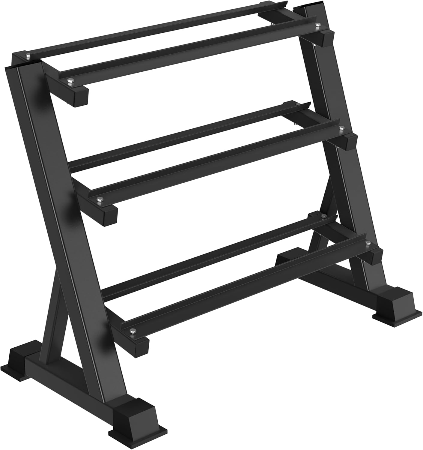 Heavy Duty 3 Tier Dumbbell Rack Stand, 1200LBS Commercial Weight Storage Organizer for Home Gym (Select Frame Type: Kettlebell Flat Tray, All Rails, or Rolling Wheels), Stand Only