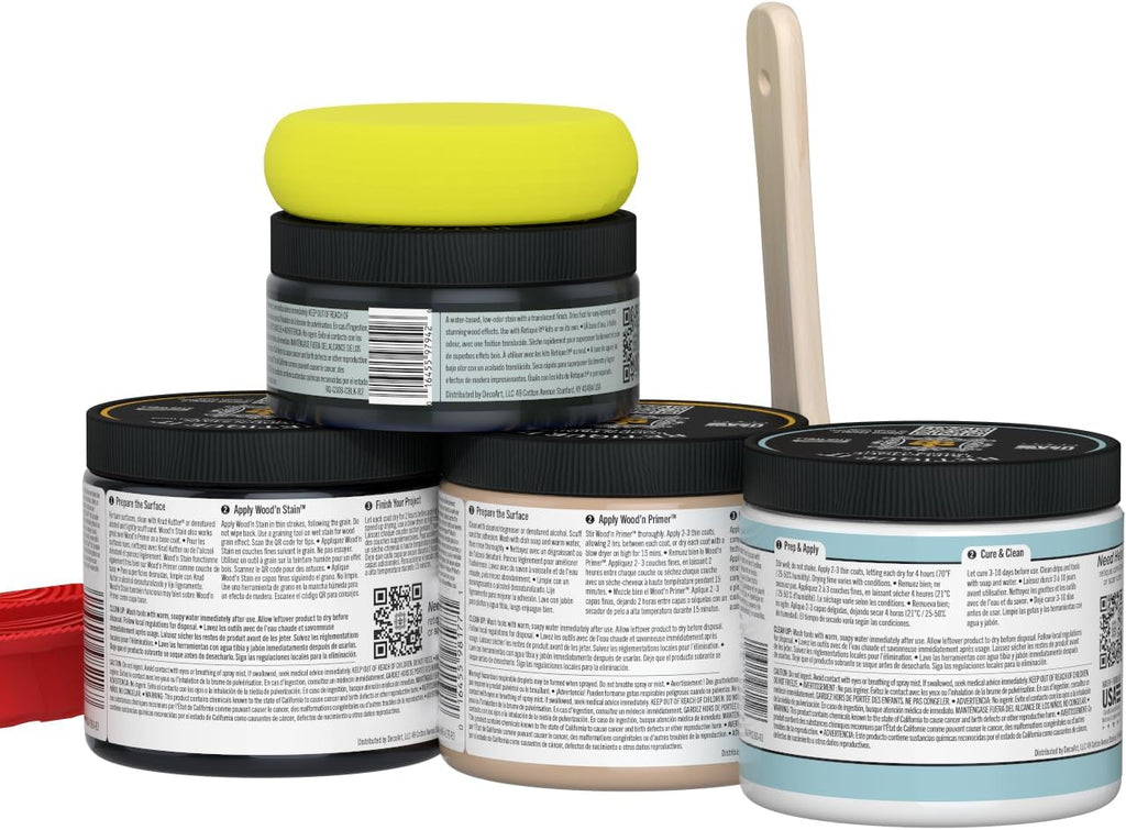 Retique It Wood Finish Countertop Kit – GO Beyond Faux Wood with Paintable Liquid Wood Based Primer and Gel Stain - Graining Tools Included (Countertop Kit, Classic Black)