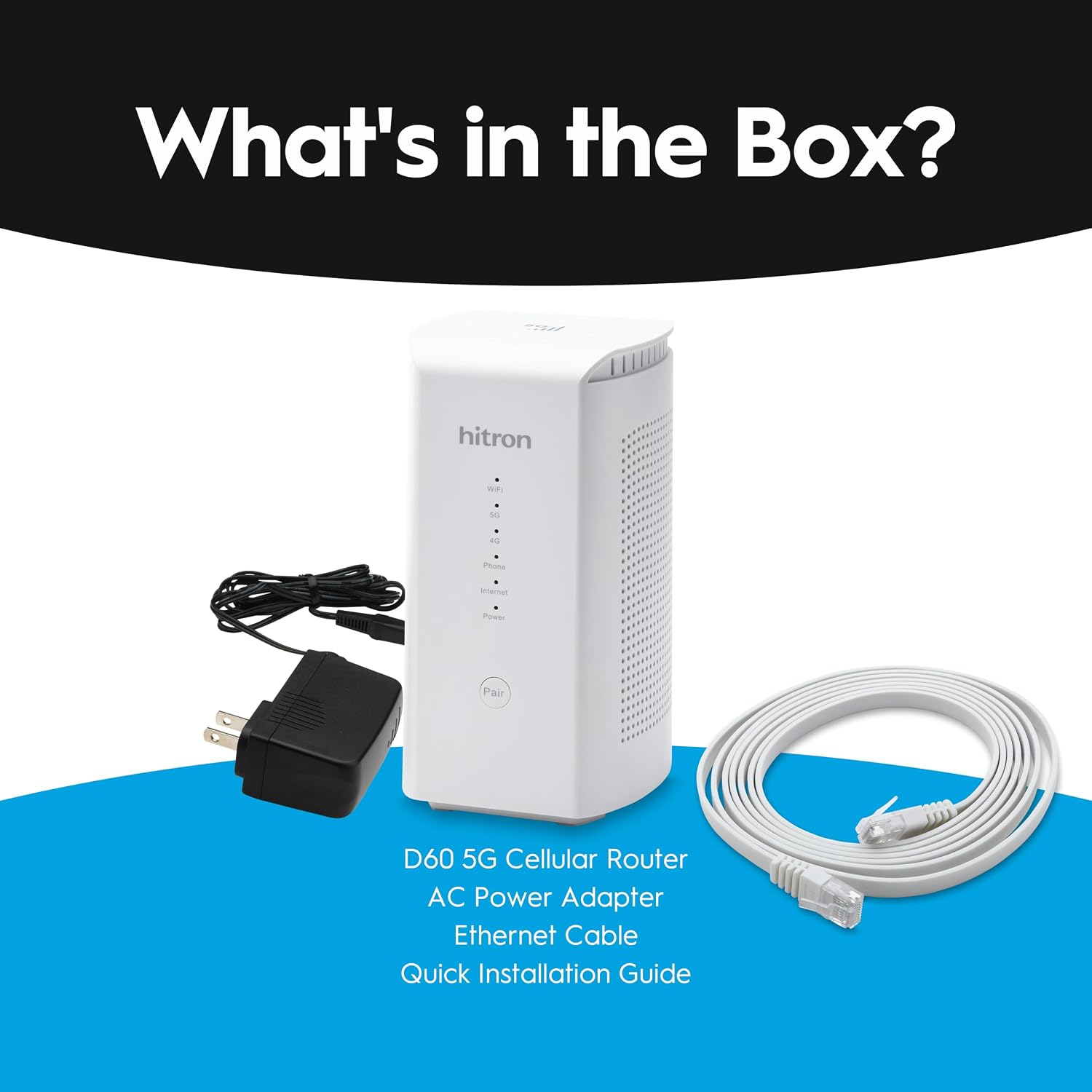 Hitron D60 5G Cellular Router with Sim Card Slot | AX3000 WiFi 6 Router with Mesh WiFi | Certified with T-Mobile, AT&T, US Cellular | Nano SIM, eSIM for Dual Failover Capability |Model # D60 5G