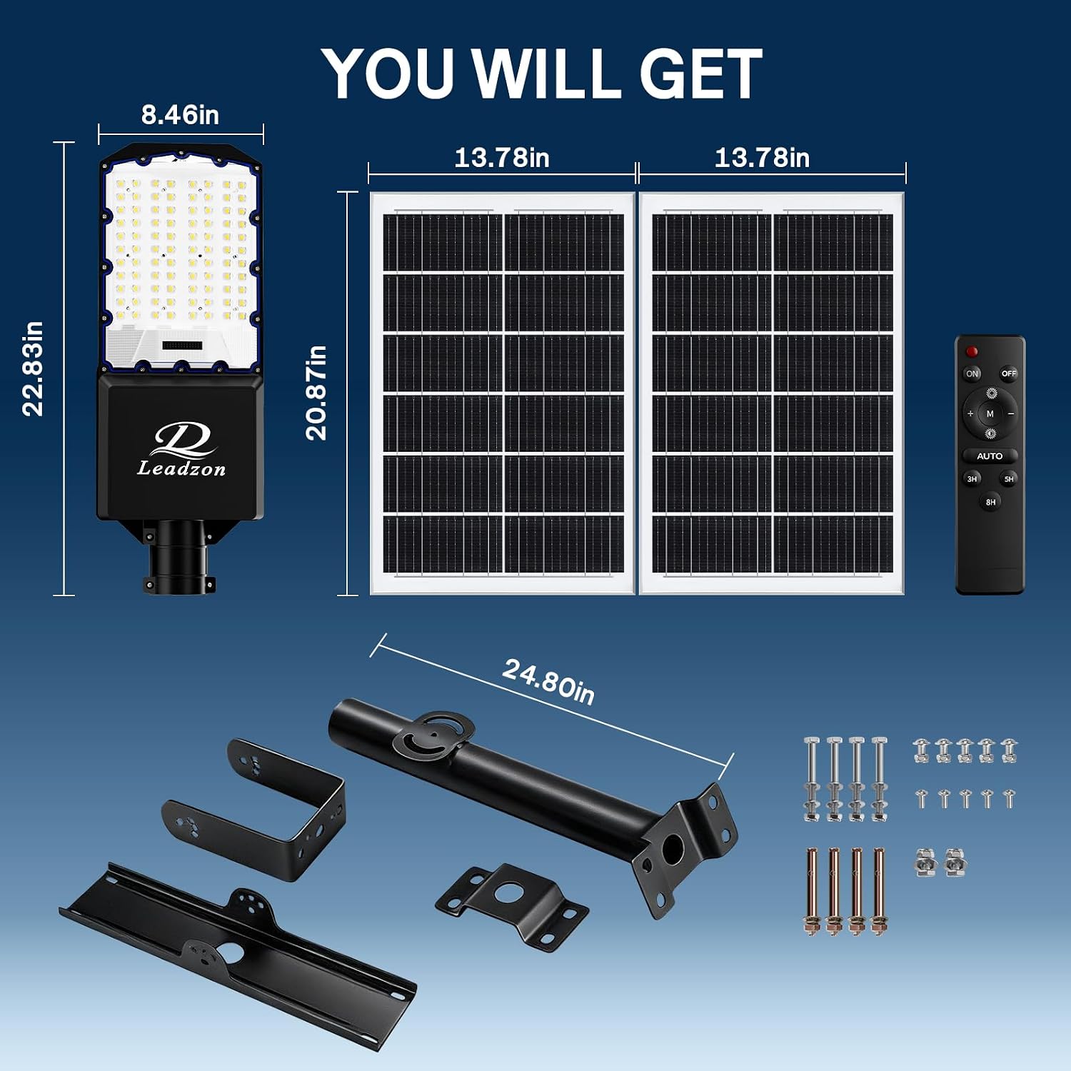 10800W Solar Street Light Outdoor Waterproof – 650,000LM Commercial Flood Light with Motion Sensor & Remote, Zero Electric Bill, IP67, for Parking Lot, Street, Court, Farm, Garage, Yard, Black