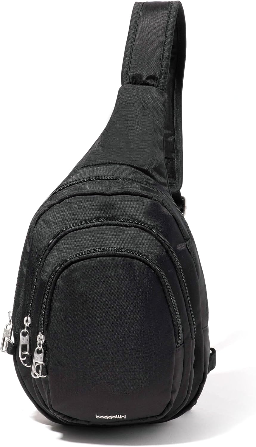 Baggallini Securtex® Anti-Theft Multi Zip Sling - Lightweight 8.6'x15.2' Travel Bag with Locking Zippers & RFID Protection