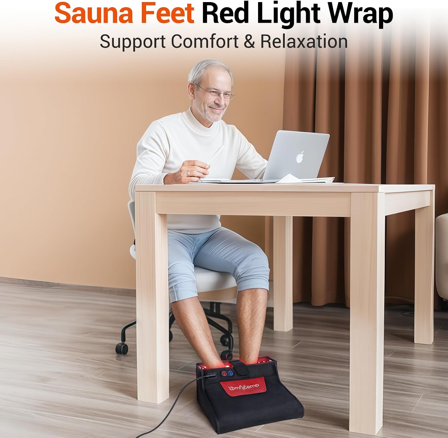 Comfytemp Red Light Therapy for Feet, 360 LEDs 43W Near Infrared Light Therapy Boot, 3D Wearable Feet Wrap for Ankle Heel Sole Plantar Joint Muscle, 660nm & 850nm, Up to Foot Size 12
