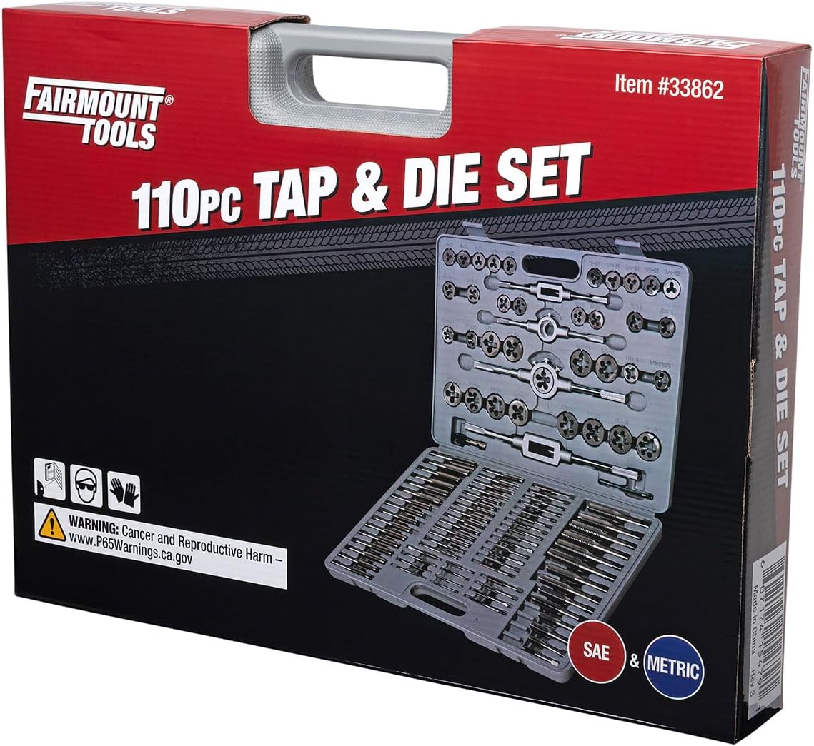 Fairmount Tools 110 Piece Tap and Die Set - Metric and Standard in Molded Plastic Case