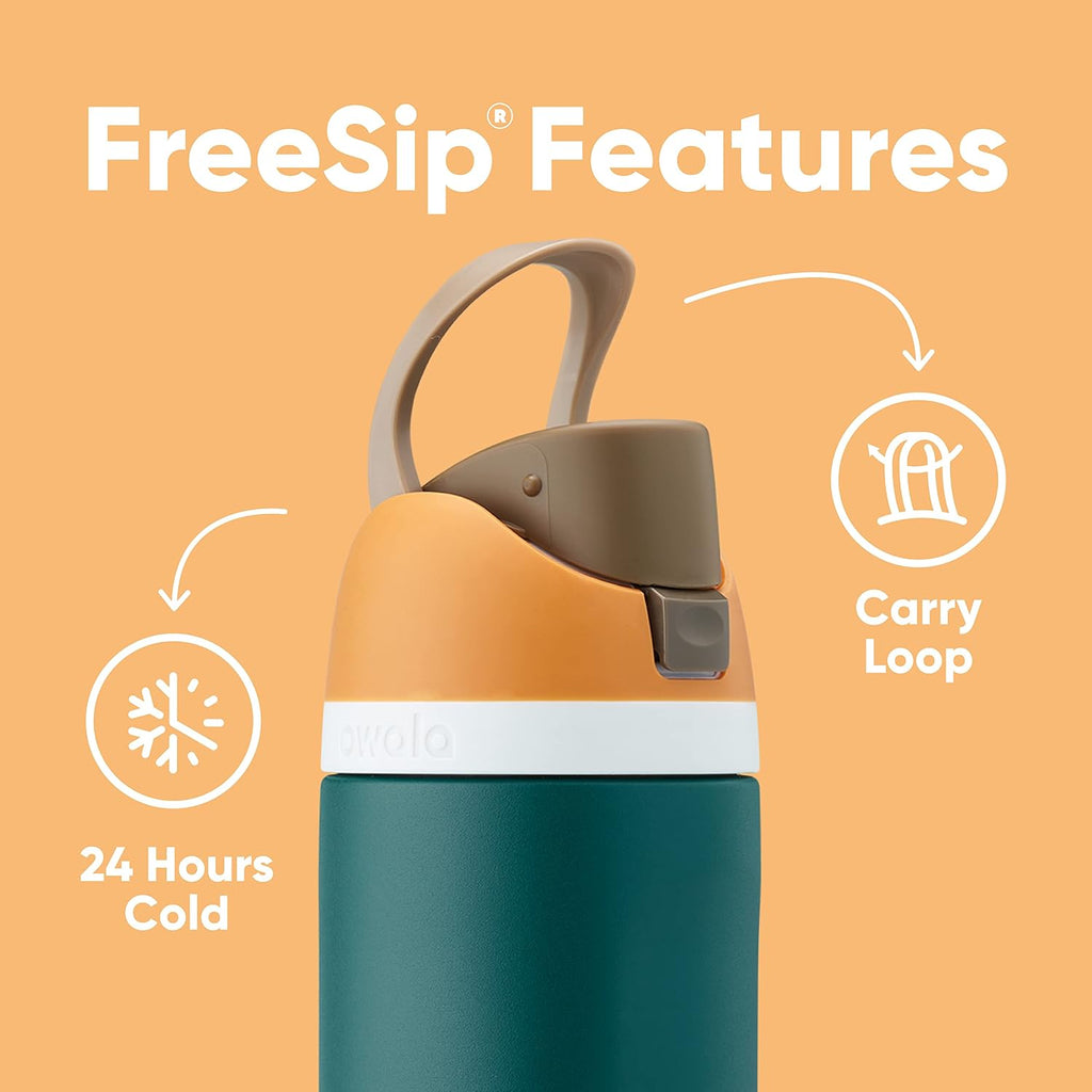Owala FreeSip Insulated Stainless Steel Water Bottle with Straw, BPA-Free Sports Water Bottle, Great for Travel, 24 Oz, Boneyard (Pack of 6)