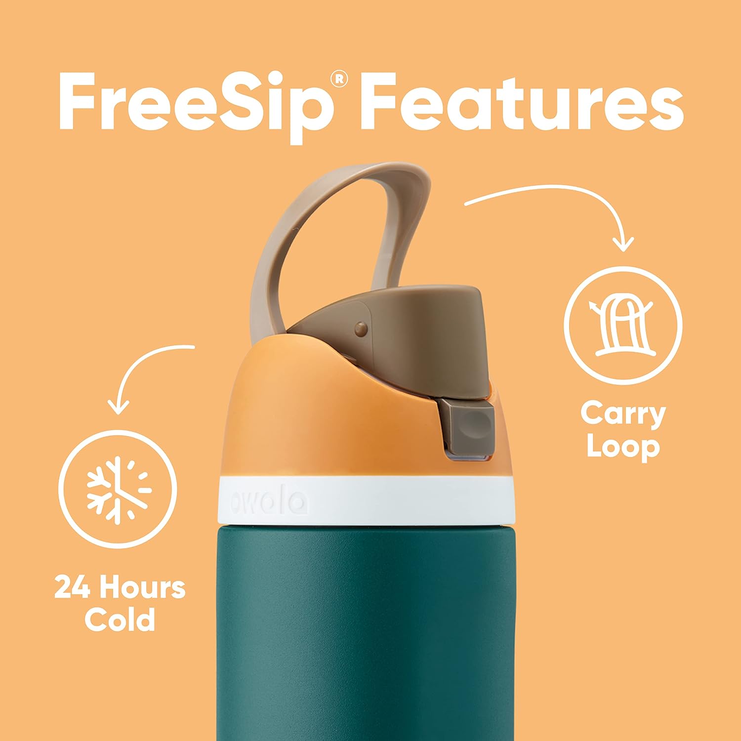 Owala FreeSip Insulated Stainless Steel Water Bottle with Straw, BPA-Free Sports Water Bottle, Great for Travel, 24 Oz, Boneyard (Pack of 6)