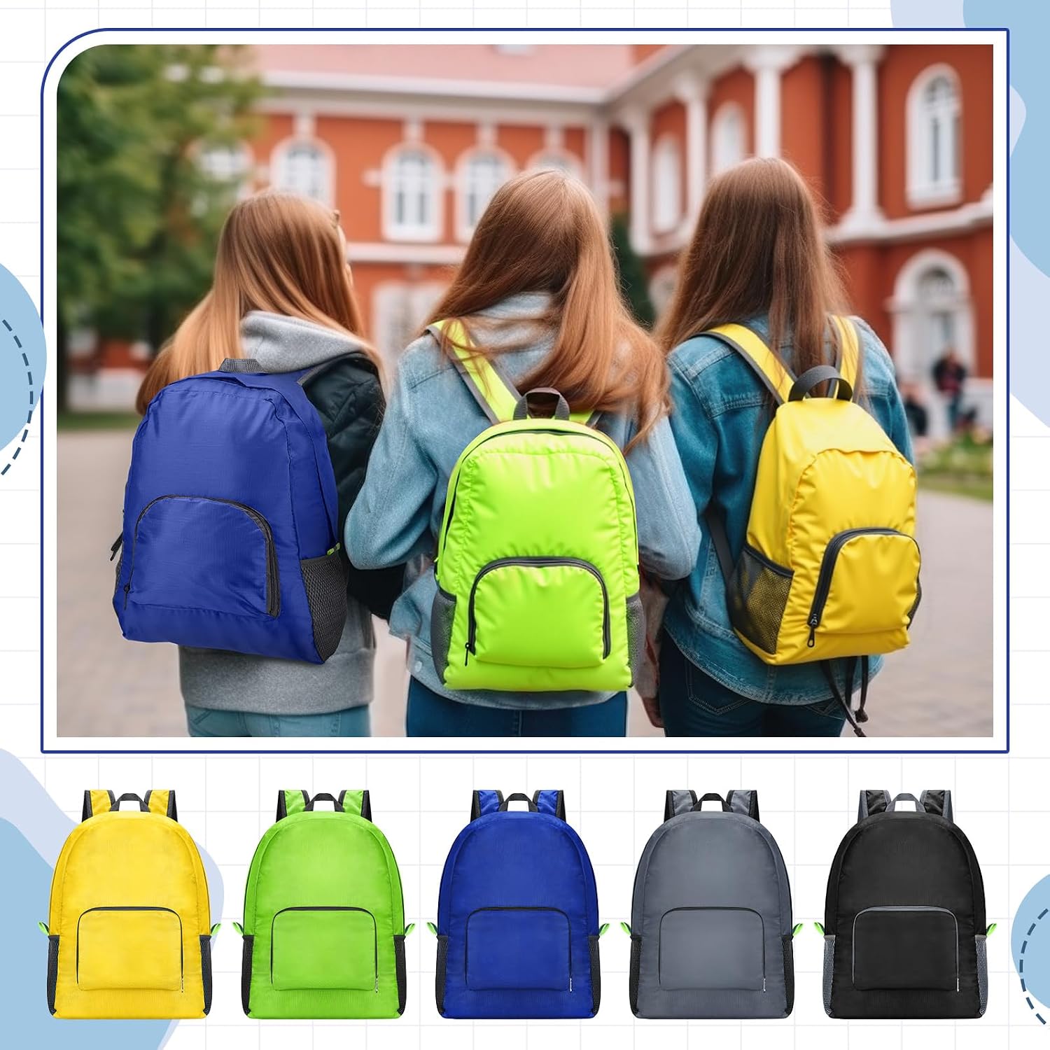 Eccliy 50 Pack Backpacks in Bulk 17 Inches Back Pack Basic Backpack for adult Lightweight Outdoor Travel Bookbags (5 Classic Color)