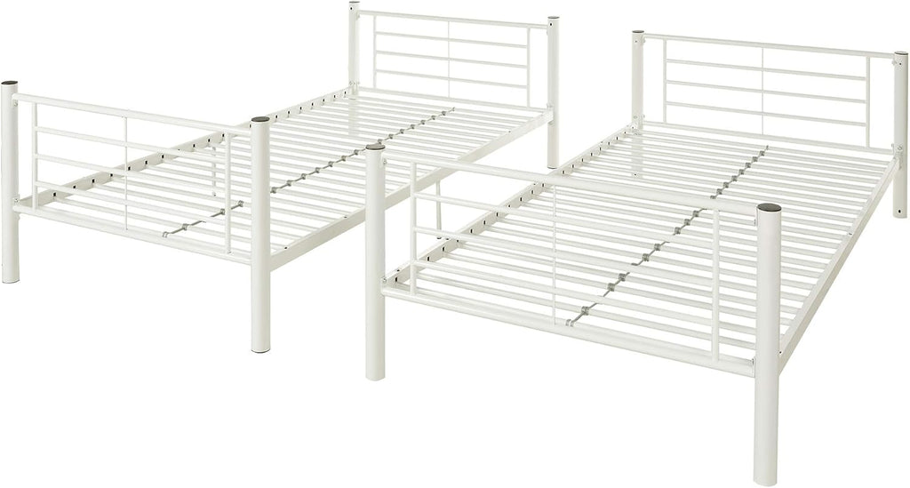 Walker Edison Elodie Urban Industrial Twin Over Twin Metal Bunk Bed, Twin Over Twin, White