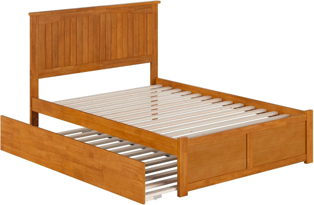 AFI, Nantucket Full Platform Bed with Footboard & Twin Trundle, Light Toffee