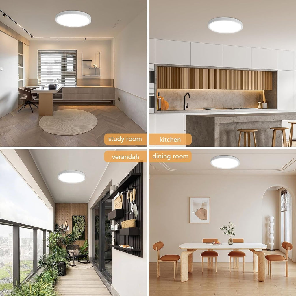 24 Inch Led Ceiling Light Flush Mount, 50W, 5480LM, 3000K/4000K/6000K CCT Selectable Super Slim White LED Ceiling Light, Close to Ceiling Round Flat Panel Light for Hallway, Bedroom, Kitchen, ect,2PK
