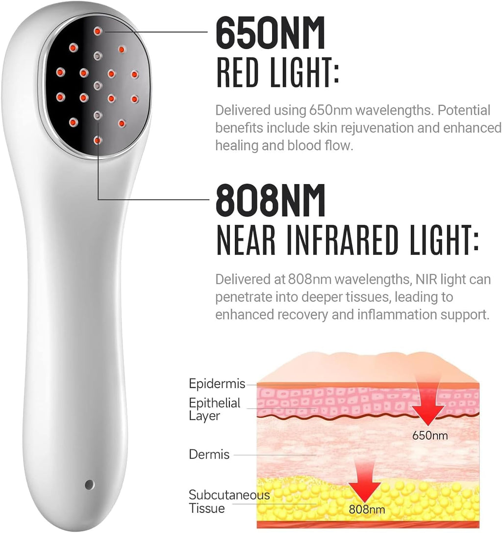 Red Light Therapy, Holsn Infrared Red Light Therapy Device for Body Targets Joint and Muscles Directly for Pain Relief, 650 nm & 808nm Red Light Therapy Wand