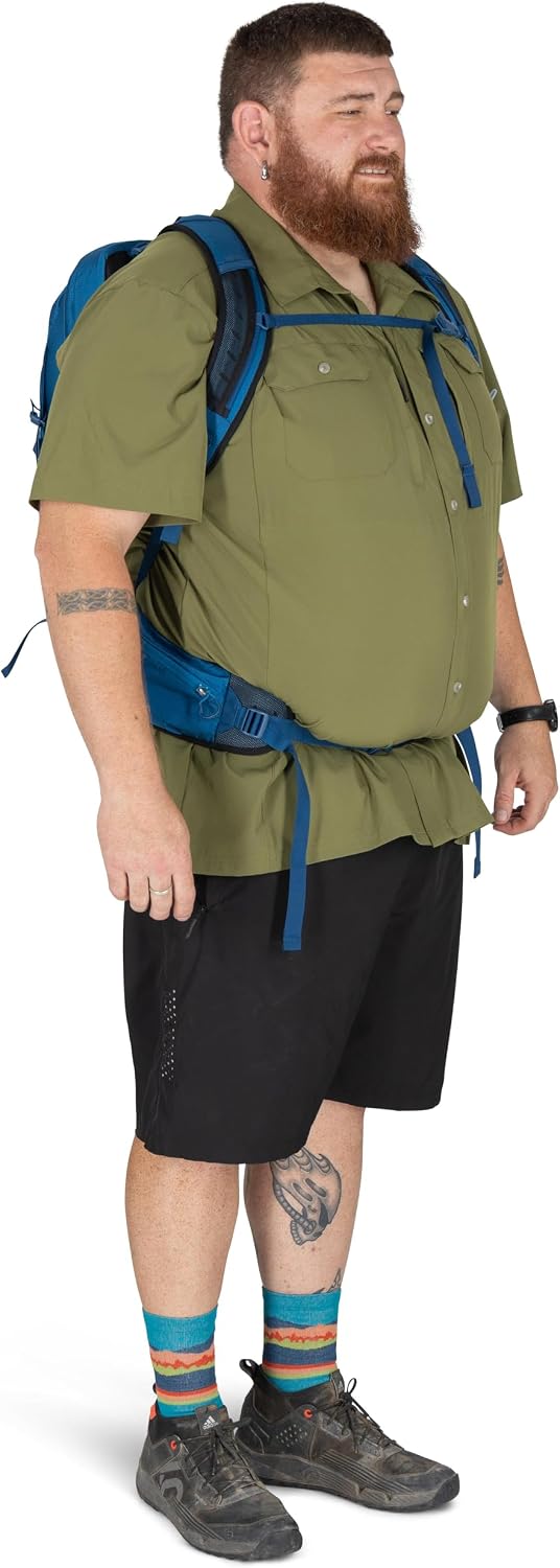 Osprey Talon 22L Men's Lightweight Hiking Backpack - Small Daypack for Travel & Camping, Black/Coal Grey, Extended Fit