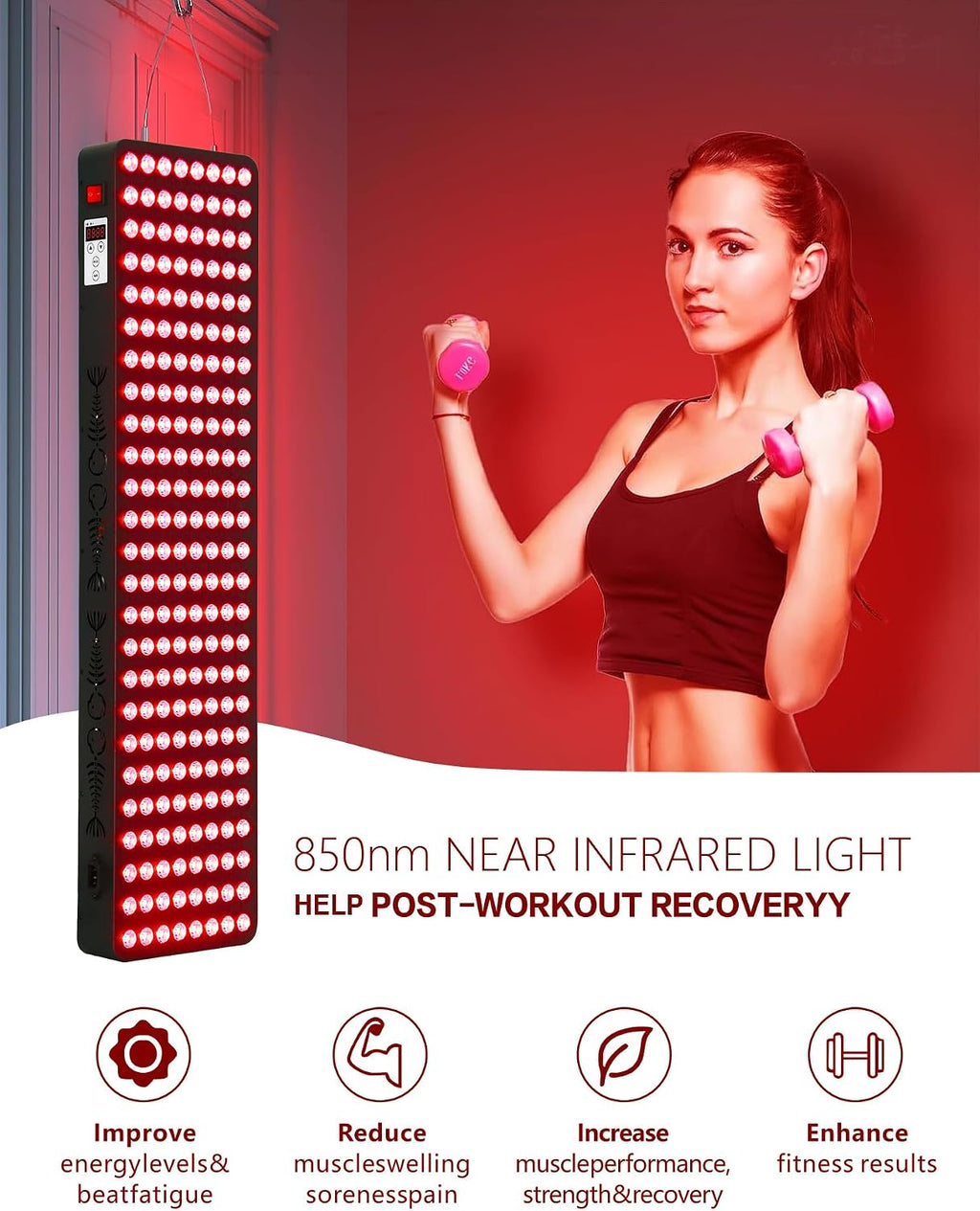 Red Light Therapy for Body Face,Extra Large Infrared Red Light Therapy Panel Full Body for Pain Relief,LED 660nm Red Light Panel & 850nm Near-Infrared Therapy Device (200 LEDs - 1000W)