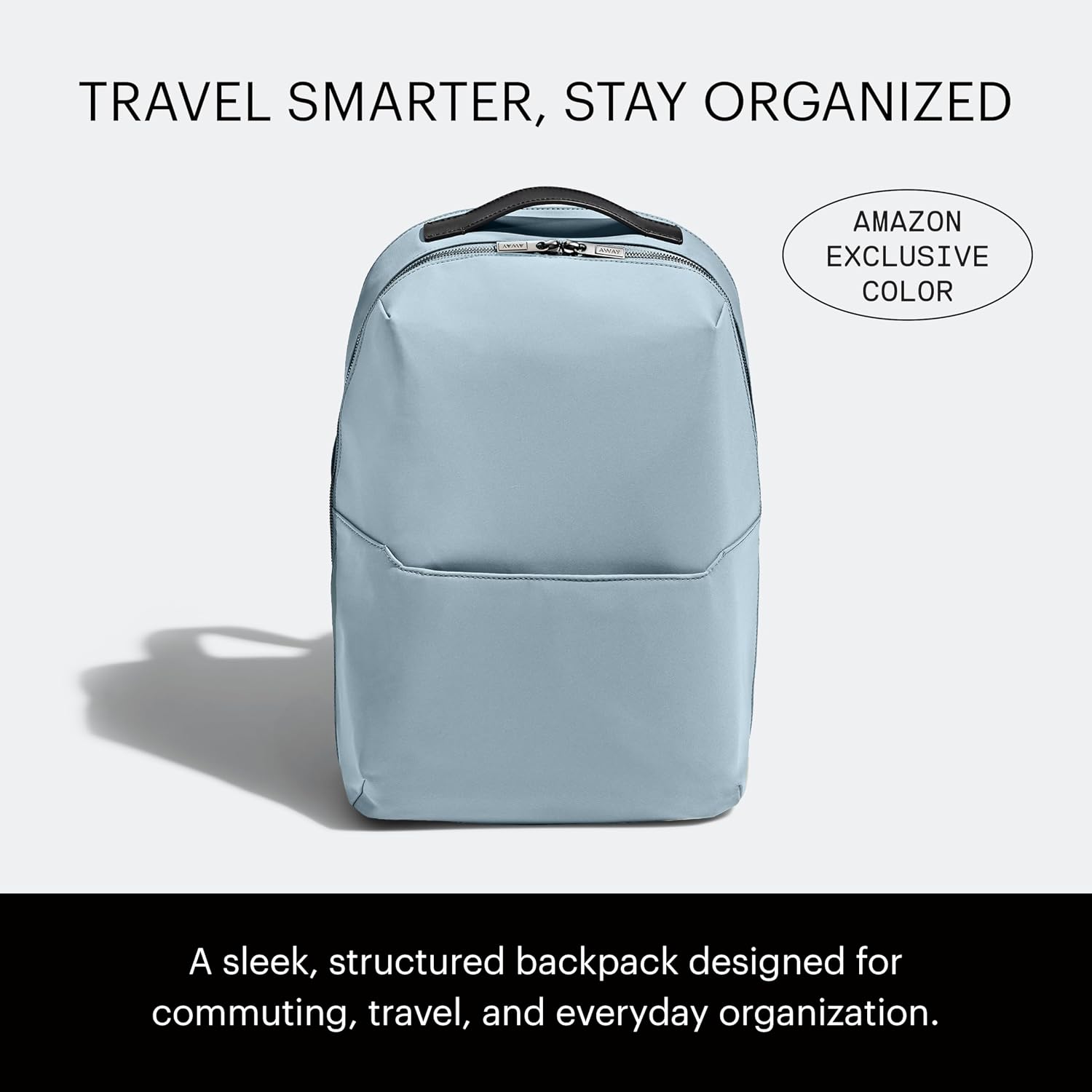 Away Amazon Exclusive The Everywhere Zip Backpack - Personal Item Airline Approved Backpack with 16' Padded Laptop Sleeve, Water Bottle Pocket, Interior and Exterior Pockets - Sky Blue