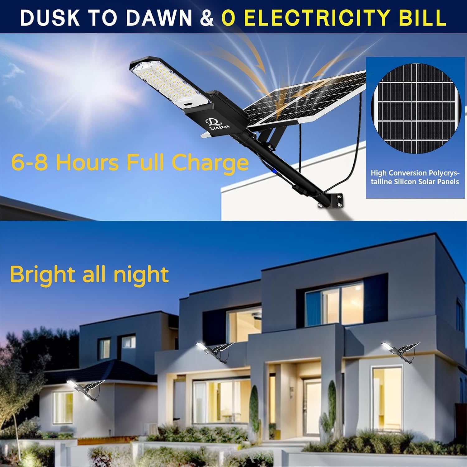 10800W Solar Street Light Outdoor Waterproof – 650,000LM Commercial Flood Light with Motion Sensor & Remote, Zero Electric Bill, IP67, for Parking Lot, Street, Court, Farm, Garage, Yard, Black