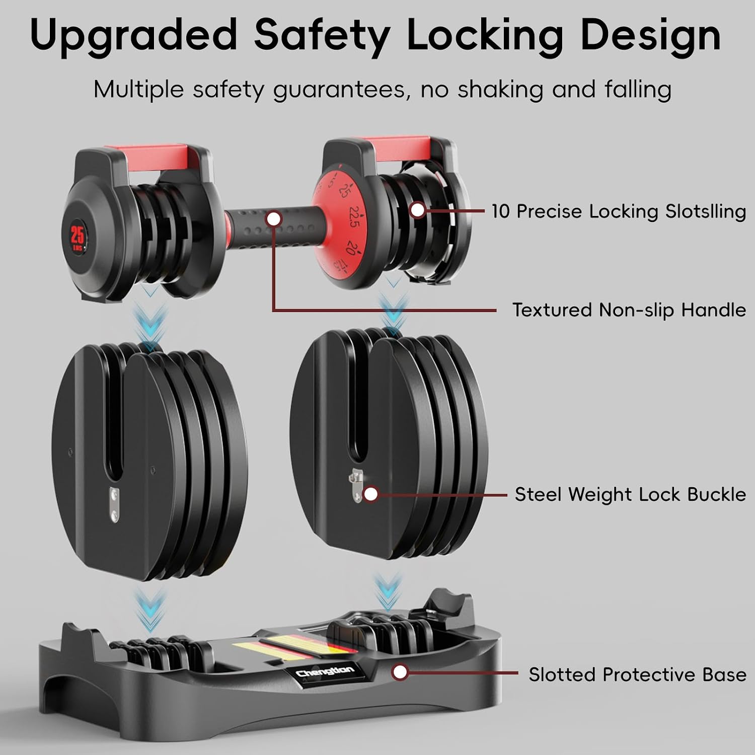 New Upgraded Adjustable Dumbbell Set of 2 (52.5 lbs/25 lbs), 15/9 Weights Dumbbell Set with Safe Locking System, Quick Adjustable Dumbbells For Men and Women Home Gym Workout with Anti-Slip Handle