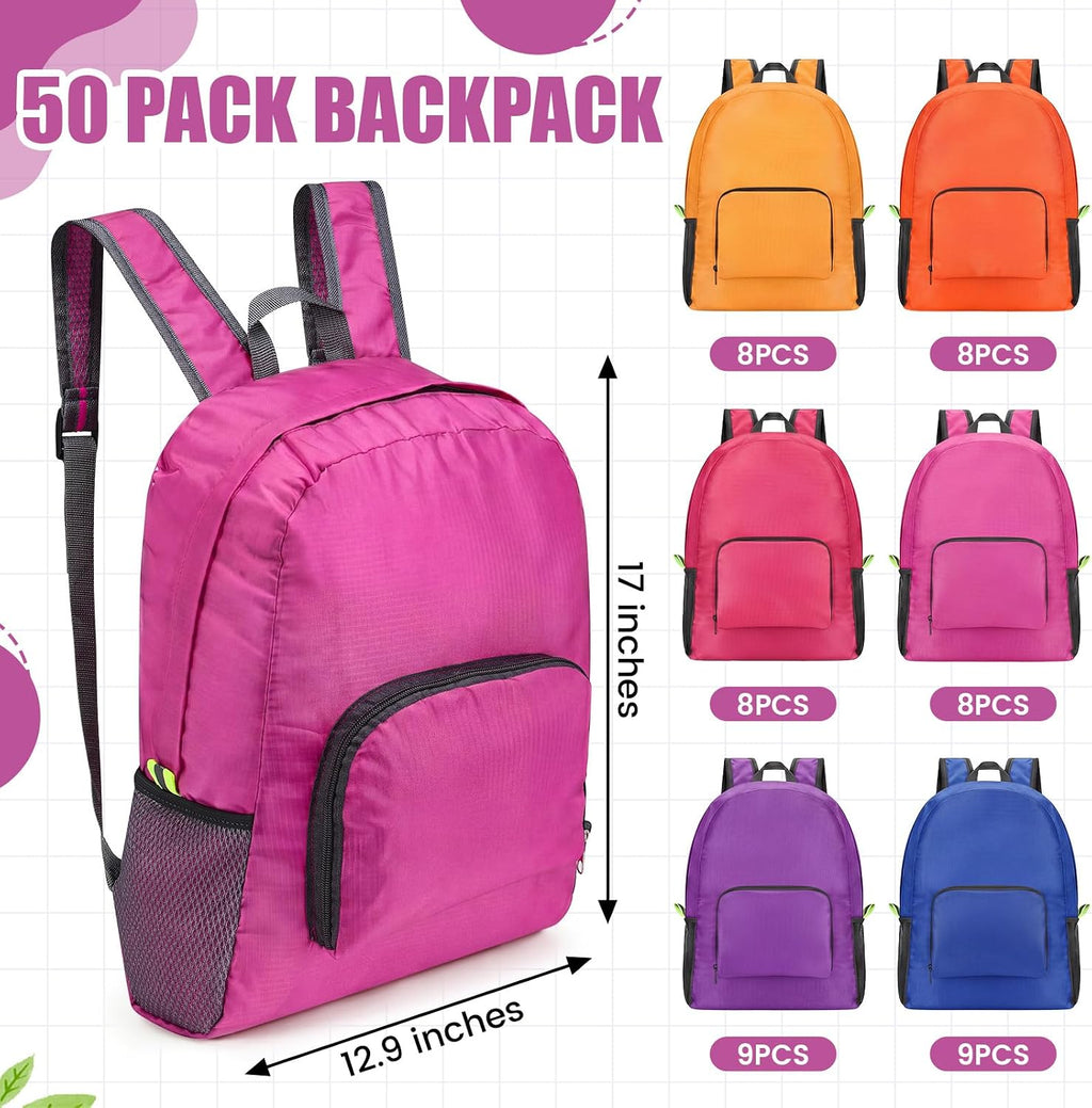 Eccliy 50 Pack Backpacks Bulk 17 Inches Back Pack Basic Backpack for Adult Lightweight Outdoor Travel Bookbags(6 Vibrant Color)
