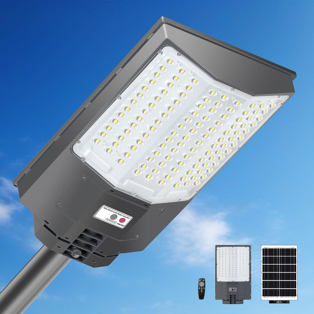 8500W Solar Street Light Outdoor, 550000LM 7000K Commercial Solar Parking Lot Light Dusk to Dawn, IP67 Waterproof with Motion Sensor & Remote, Ideal for Farm Ranch Driveway Yard Garage Small Business