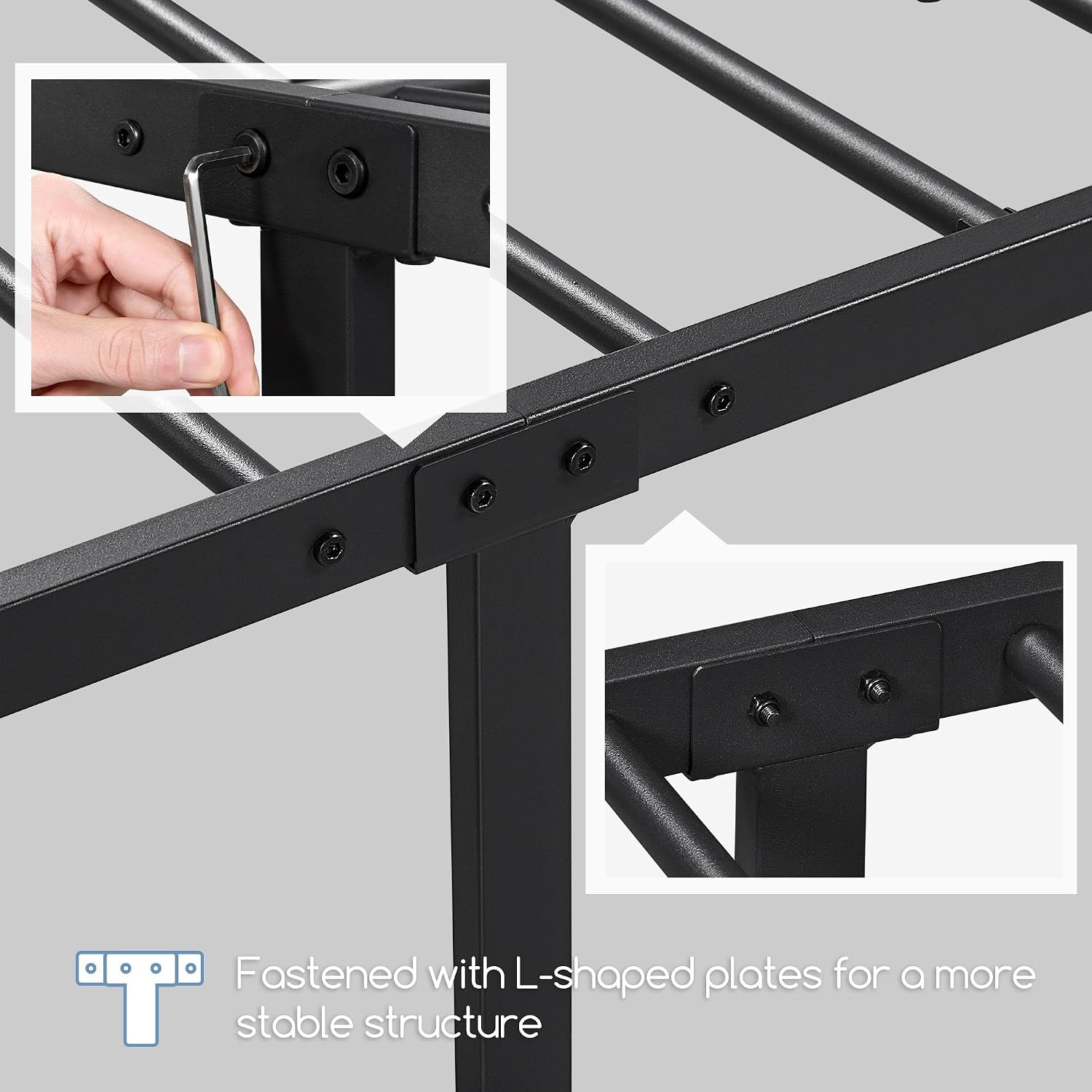 Yaheetech 2 Pcs Classic Metal Platform Bed Frame with Headboard and Footboard Flower Design Mattress Foundation Easy Set Up Structure Twin Size Black