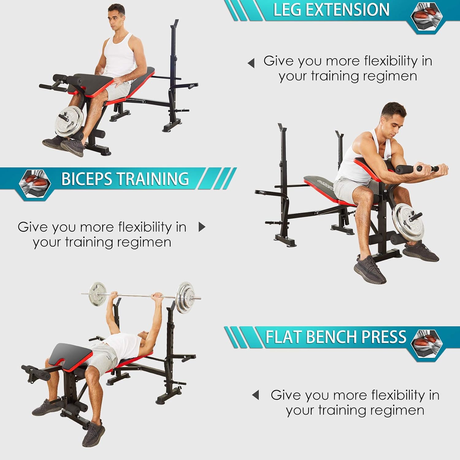 Angotrade 600lbs Adjustable Olympic Weight Bench Set with Squat Rack Foldable Workout Bench Press Set with Preacher Curl & Leg Developer for Full-Body Workout