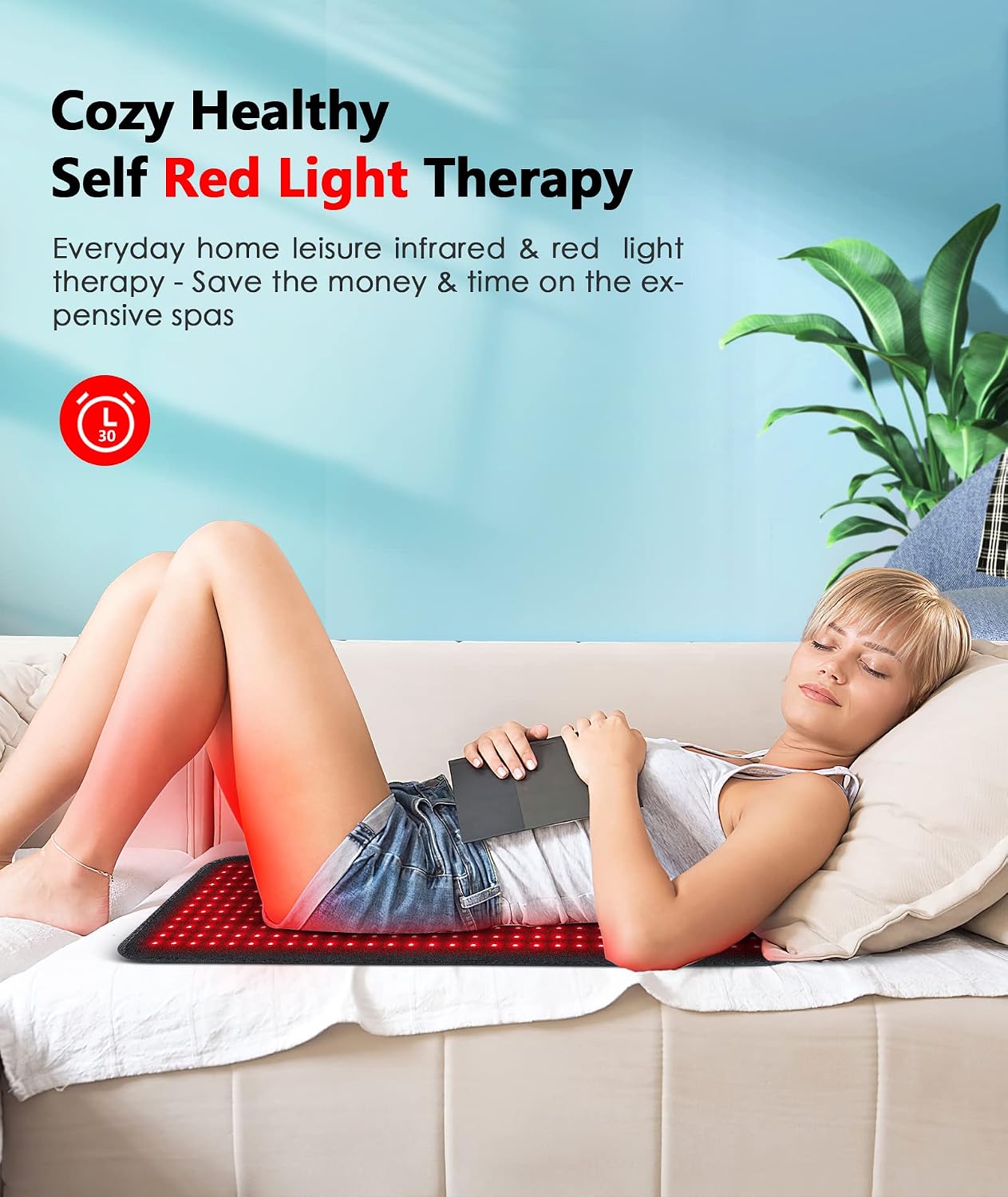 Red Light Therapy Pad for Body, 60W LED Red & Infrared Light Device Mat with 660nm & 850nm Wavelengths for Waist Back Shoulder Muscle Pain Relief FSA Eligible